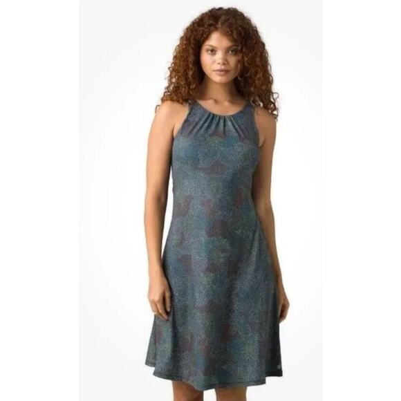 Prana Dresses & Skirts - PrAna Dress Gray Green Chalboard Dotty Skypath Athletic 1X XL Built In Bra